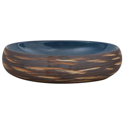 vidaXL Countertop Basin Brown and Blue Oval 59x40x15 cm Ceramic