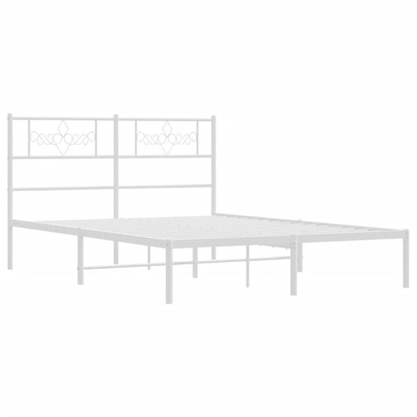 vidaXL Metal Bed Frame without Mattress with Headboard White 140x190cm