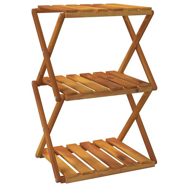 vidaXL 3-Tier Folding Shelf Brown 43x31x63 cm Solid Wood Acacia