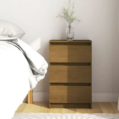 vidaXL Bedside Cabinet Honey Brown 40x29.5x64 cm Solid Pine Wood