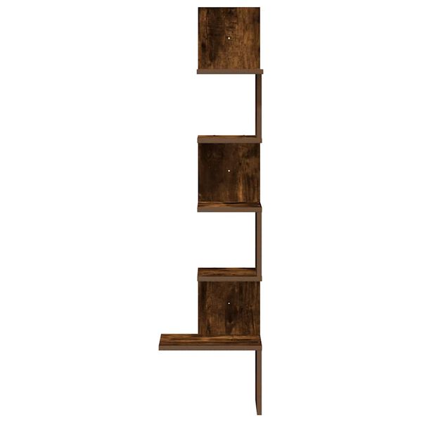 vidaXL Wall Corner Shelf Smoked Oak 32x32x127,5 cm Engineered Wood