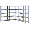 vidaXL 5-Layer Storage Shelves 4 pcs Blue Steel&Engineered Wood