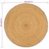 vidaXL Braided Area Rug with Ruffle Edge 120 cm Jute Round
