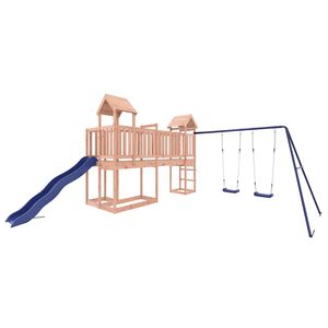 vidaXL Outdoor Playset | Natural wood, Blue | Solid Douglas Wood, Polypropylene