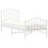 vidaXL Metal Bed Frame without Mattress with Footboard White 90x200cm