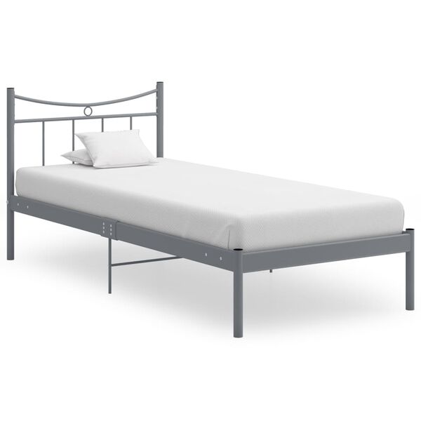 vidaXL Bed Frame without Mattress Grey Metal 90x200 cm
