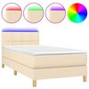 vidaXL Box Spring Bed with Mattress&LED Cream 100x200cm Fabric