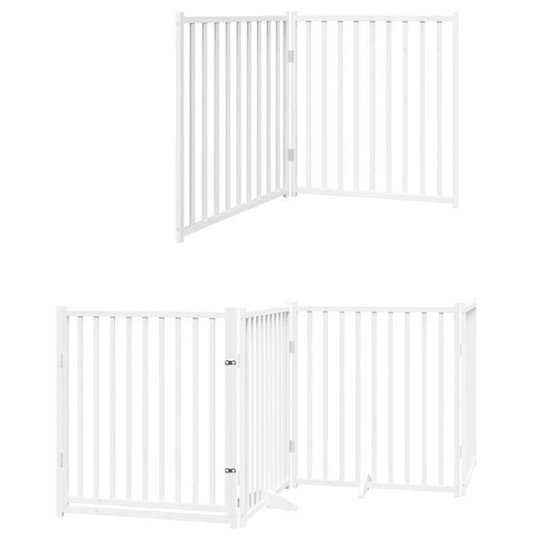 vidaXL Dog Gate with Door Foldable 10 Panels White 800 cm Poplar Wood