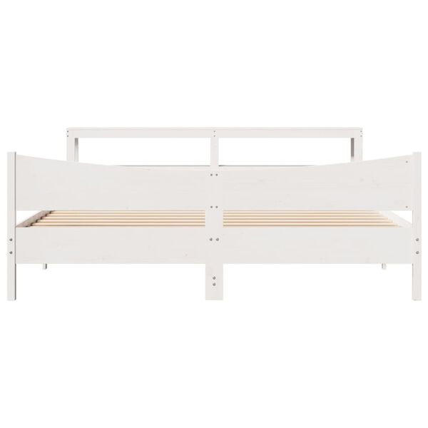 vidaXL Bed Frame with Headboard White 200x200 cm Solid Wood Pine