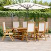 vidaXL 7 Piece Garden Dining Set Cream White Fabric and Solid Wood