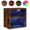 vidaXL Bedside Cabinets with LED Lights Wall-mounted 2 pcs Smoked Oak