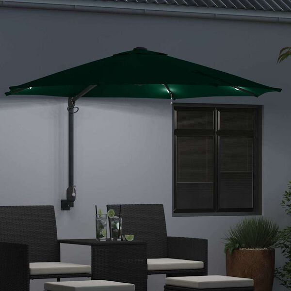 vidaXL Garden Parasol Manual Green and Black 248 x 248 x 148 cm