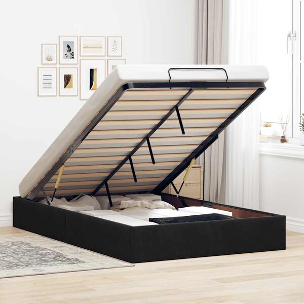 vidaXL Ottoman Bed Frame No Mattress Black Double Velvet
