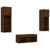 vidaXL 4 Piece TV Wall Cabinets with LED Lights Brown Oak