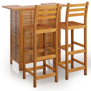 vidaXL Garden Bar Set | Natural Wood | Solid Acacia Wood | Compact | Footrest