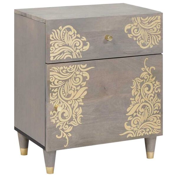 vidaXL Bedside Cabinet with Door Grey 50 x 33 x 60 cm Solid Mango Wood
