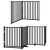 vidaXL Dog Gate with Door Foldable 8 Panels Black 640 cm Poplar Wood