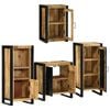 vidaXL Bathroom Furniture Set with Shelf 4 pcs Brown Soild Mango Wood