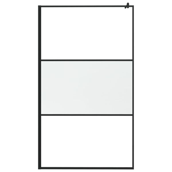 vidaXL Walk-in Shower Wall 115x195 cm Frosted ESG Glass Black