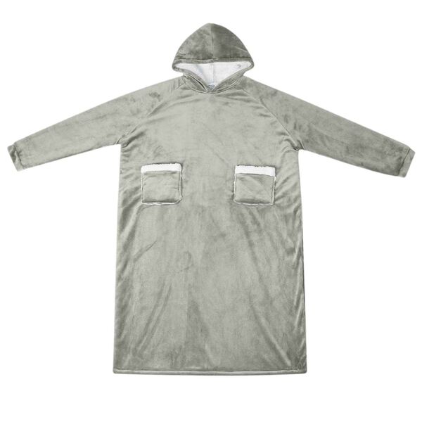 vidaXL Blanket Hoodie Grey L Fleece and Flannel