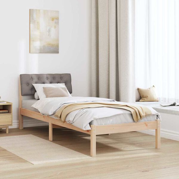 vidaXL Bed frame Brown and taupe 80 x 200 cm Solid pine wood