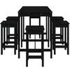 vidaXL 7 Piece Garden Bar Set Black Solid Wood Pine