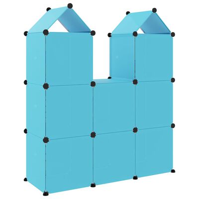 vidaXL Cube Storage Cabinet for Kids with 8 Cubes Blue PP