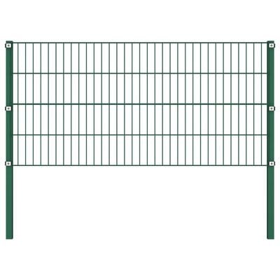 vidaXL Fence Panel with Posts Iron 15.3x0.8 m Green