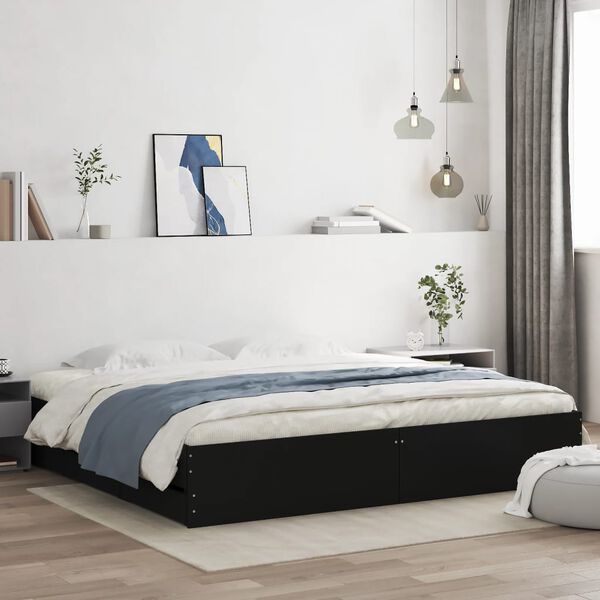 vidaXL Bed Frame with Drawers without Mattress Black 200x200 cm