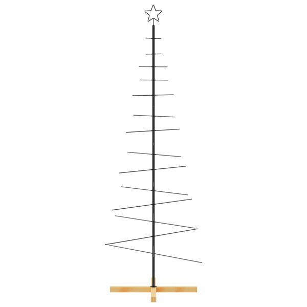vidaXL Metal Christmas Tree with Wooden Base Black 180 cm