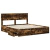 vidaXL Bed Frame with Drawer Smoked Oak 200 x 200 cm Engineer Wood