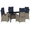 vidaXL Garden Dining Set 5 pcs Grey and Black Rattan
