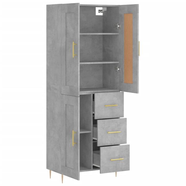 vidaXL Highboard Concrete Grey 69.5x34x180 cm Engineered Wood