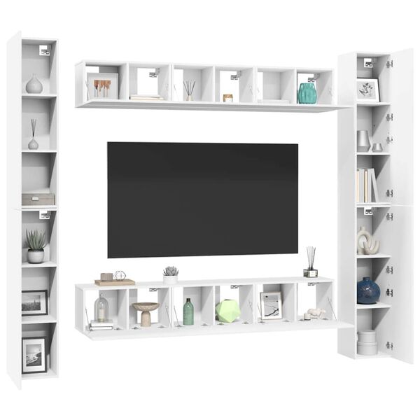 vidaXL 6 Piece TV Cabinet Set White Engineered Wood