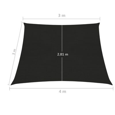 vidaXL Sunshade Sail 160 g/m² Black 3/4x3 m HDPE