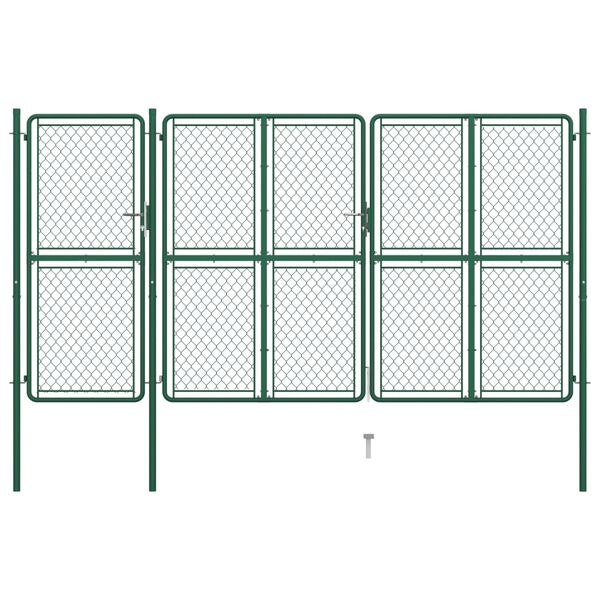 vidaXL Garden Gate Steel 175x395 cm Green