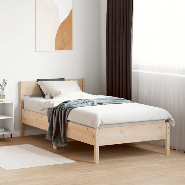 vidaXL Bed Frame without Mattress 75x190 cm Small Single Solid Wood Pine