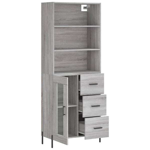 vidaXL Highboard Grey Sonoma 69.5x34x180 cm Engineered Wood