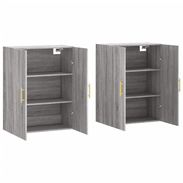 vidaXL Wall Mounted Cabinets 2 pcs Grey Sonoma 69.5x34x90 cm