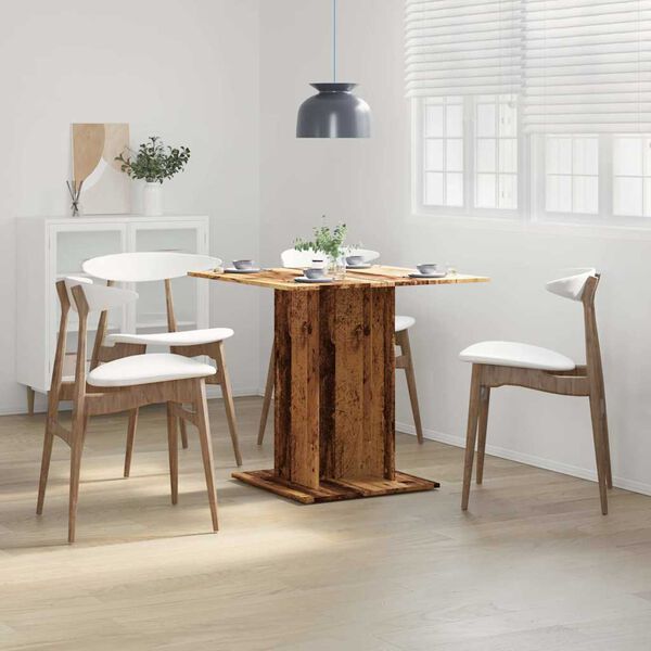vidaXL Dining Table Old Wood 80x80x75 cm Engineered Wood