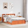 vidaXL Bed Frame with Headboard Wax Brown 140x190 cm Solid Wood Pine