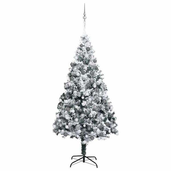 vidaXL Artificial Christmas Tree with 300 LEDs with Stand White 180 cm