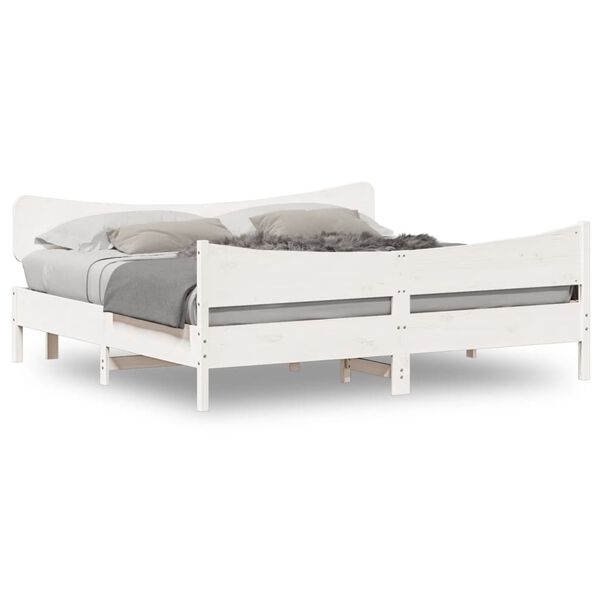 vidaXL Bed Frame without Mattress White 180x200 cm Super King Solid Wood Pine