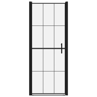 vidaXL Shower Door Tempered Glass 91x195 cm Black