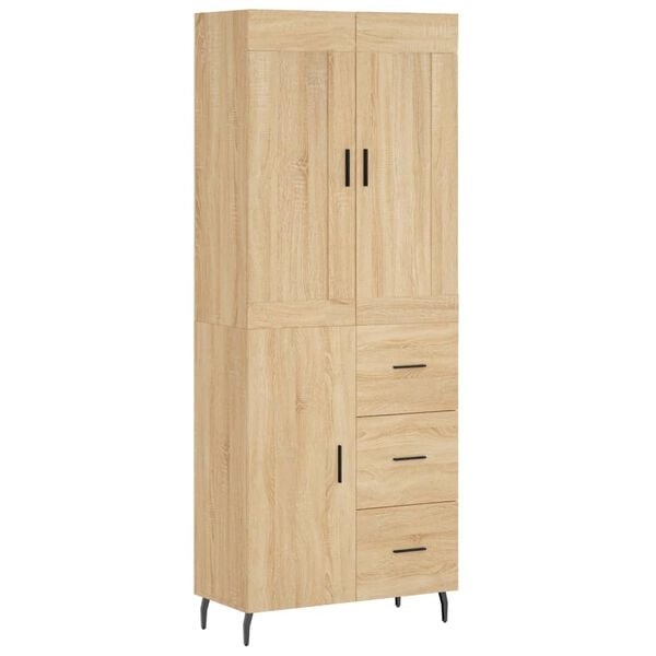 vidaXL Highboard Sonoma Oak 69.5x34x180 cm Engineered Wood