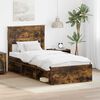 vidaXL Bed Frame with Mattress Smoked Oak 90 x 200 cm Solid Pine Wood