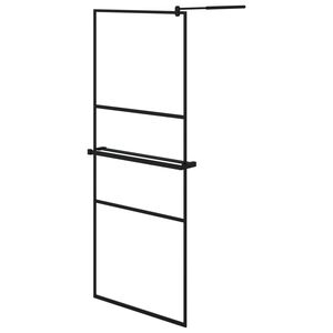 vidaXL Walk-in Shower Wall with Shelf Black 80x195 cm ESG Glass&Aluminium