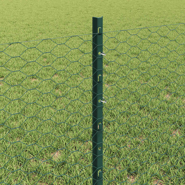 vidaXL Fence and Post Green 0.6 x 25 m Steel