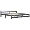 vidaXL Bed Frame without Mattress Dark Grey Solid Pinewood 200x200 cm (322025+2x321990)
