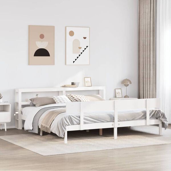vidaXL Bed Frame without Mattress White 200x200 cm Solid Wood Pine